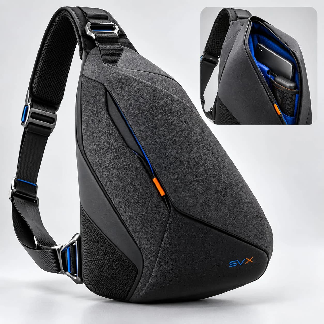 SVX anti-theft sling bags development example