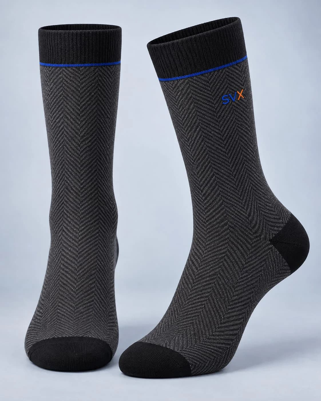 Graphite Herringbone Dress Sock custom sock development example