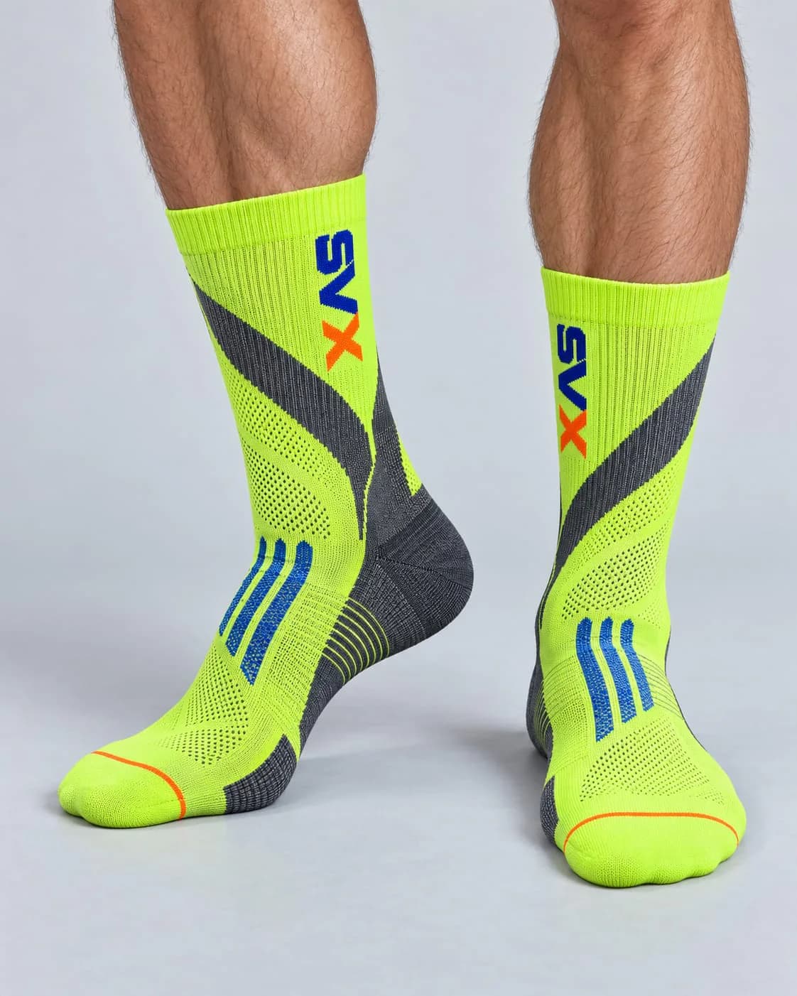 Hi Vis Velocity Crew custom sock development example